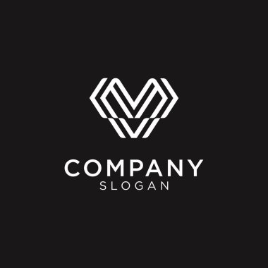 M harfi olarak okunabilen V harfi logosu. Eşsiz, orijinal ve zarif. Düzenlenebilir ve sipariş edilmesi kolay