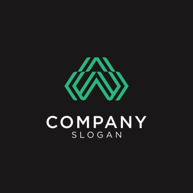 A ve W harflerinin soyut logosu bir üçgen oluşturdu. Turkuaz yeşil renkte. Kalite ve basitliğe odaklanan şirketler için uygundur. Düzenlenebilir ve sipariş edilmesi kolay