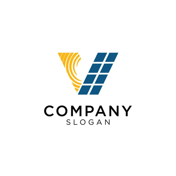 Lettera Logo Con Elementi Solari Pannelli Solari Con Sole Turbinare — Vettoriale Stock