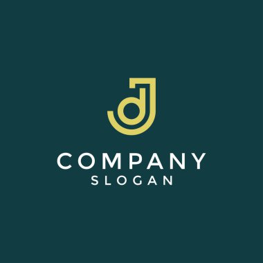 Modern ve zarif ilk harf JD veya DJ monogram logosu
