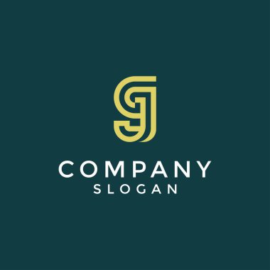 Modern ve zarif ilk harf JG veya GJ monogram logosu