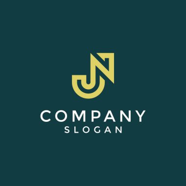 Modern ve zarif ilk harf JN veya NJ monogram logosu