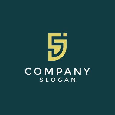 Modern ve zarif ilk harf JS veya SJ monogram logosu