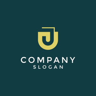 Modern ve zarif ilk harf JU veya UJ monogram logosu