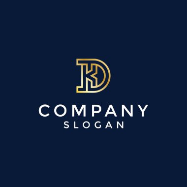Modern ve lüks ilk harf KD veya DK monogram logosu