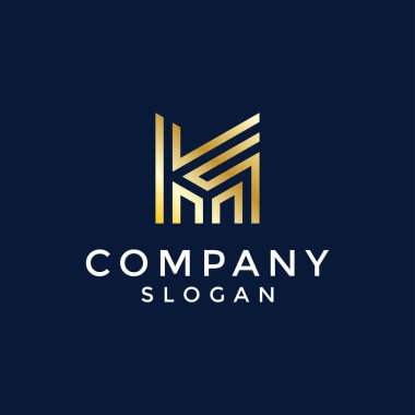 Modern ve lüks ilk harf KM veya MK monogram logosu