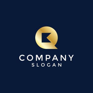 Modern ve lüks ilk harf KQ veya QK monogram logosu