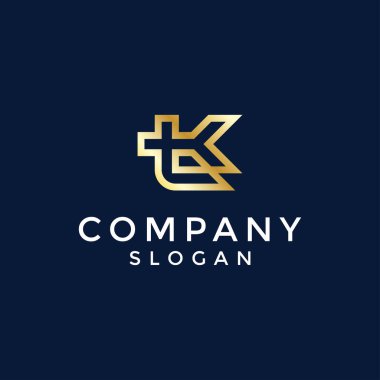 Modern ve lüks ilk harf KT veya TK monogram logosu