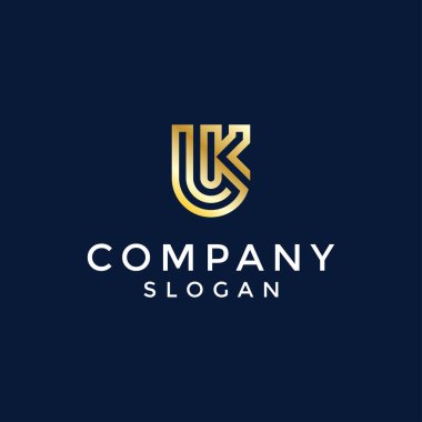 Modern ve lüks ilk harf KU veya UK monogram logosu