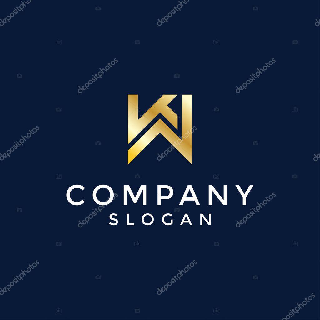 Modern and luxury initial letter KW or WK monogram logo
