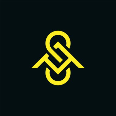Modern ve minimalist baş harf SA veya AS monogram logosu