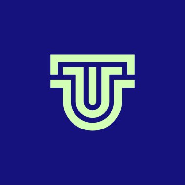 Modern ve minimalist ilk harf UU veya 2U monogram logosu