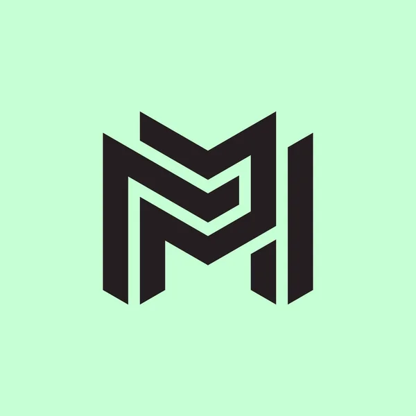 モダンでミニマリストな初期文字PmまたはMpモノグラムのロゴ — ストックベクタ