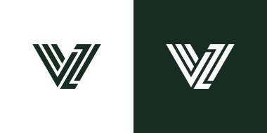 Modern ve minimalist ilk harf VZ veya ZV monogram logosu