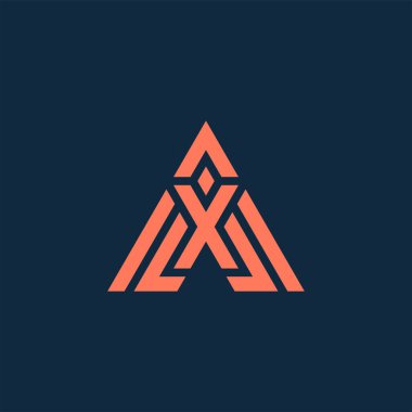 Modern ve minimalist ilk harf XA veya AX monogram logosu