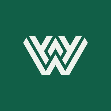 Modern ve minimalist baş harf YW veya WY monogram logosu