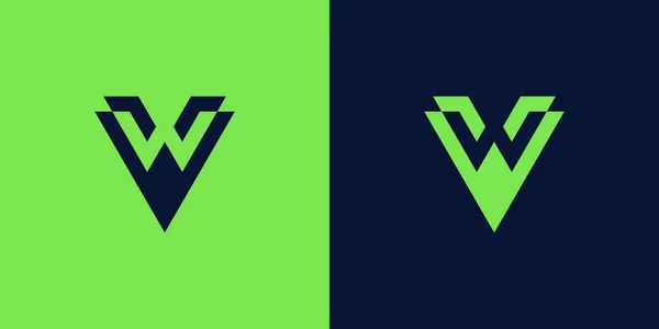 现代和简约的首字母Vw或Wv单字标识 — 图库矢量图片