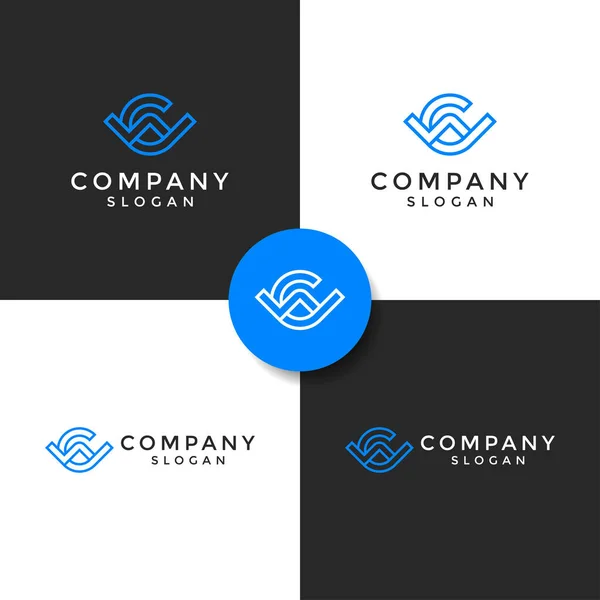 Logotipo Monograma Inicial Moderno Minimalista — Vetor de Stock