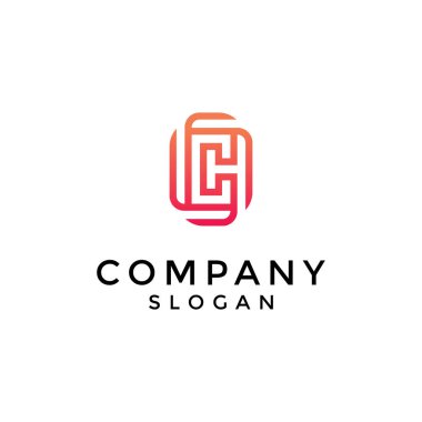 C harfinin soyut logosu dönen ve bükülen elementlere sahip gibi görünüyor.