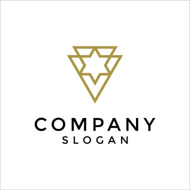 Zarif harf V yıldız monoline logosu.