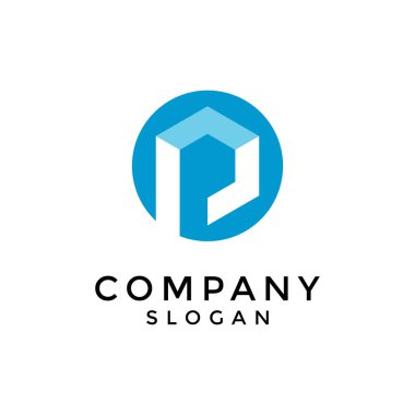 İlk harf P altıgen daire logosu