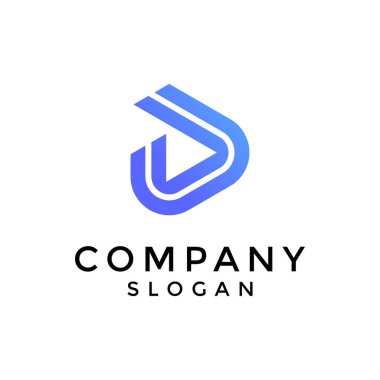 modern harf D oynat düğmesi dijital logo
