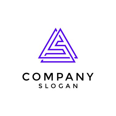 Modern ve zarif harf S üçgeni logosu