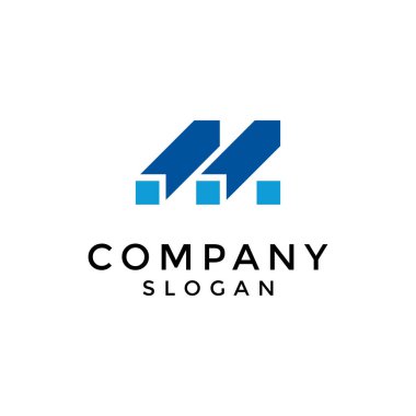 Modern dikdörtgen küp harfli M logosu.