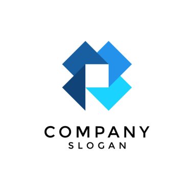 Çapraz sembollü geometrik harf R logosu.