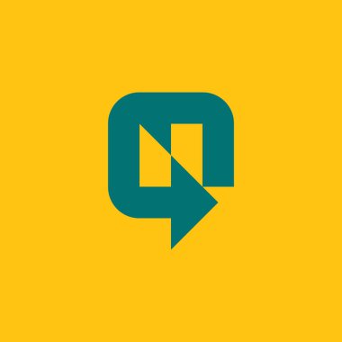 N harfi ok sohbeti. N ileri logo. ilk harf N konuşma sembolü.