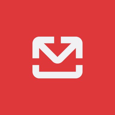 Zarf ok logosu. Üst mesaj logosu. azami harf logosu