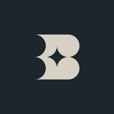 İlk B kitap logosu. eğitici harf B yıldız monogramı
