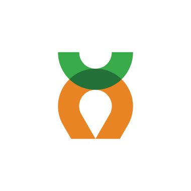 Basit ve geometrik havuç logosu. sebze havuç ikonu. Havuç yaprağını kapla