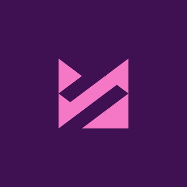 Basit geometrik M logosu. yukarı ve aşağı harf M ok logosu
