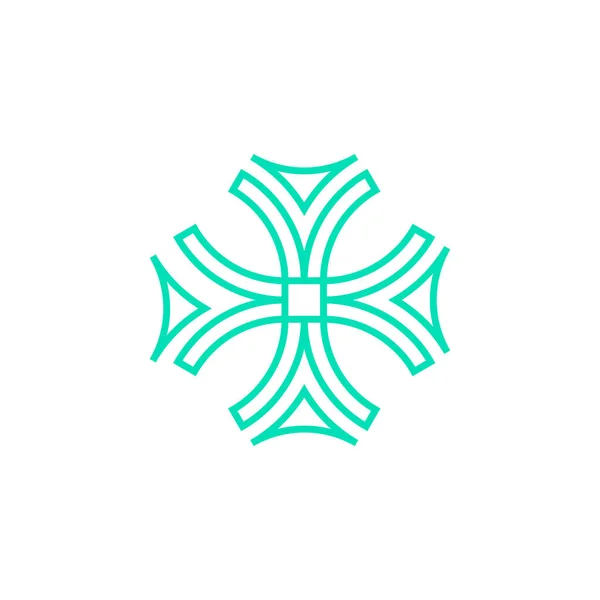 Logotipo Mandala Cuadrado Abstracto Con Esquinas Afiladas Forma Simétrica Lados — Archivo Imágenes Vectoriales