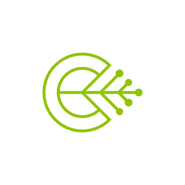 Lettre Moderne Logo Réseau Feuille — Image vectorielle