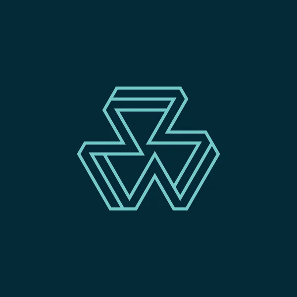 Tripla Lettera Logo Esagonale — Vettoriale Stock