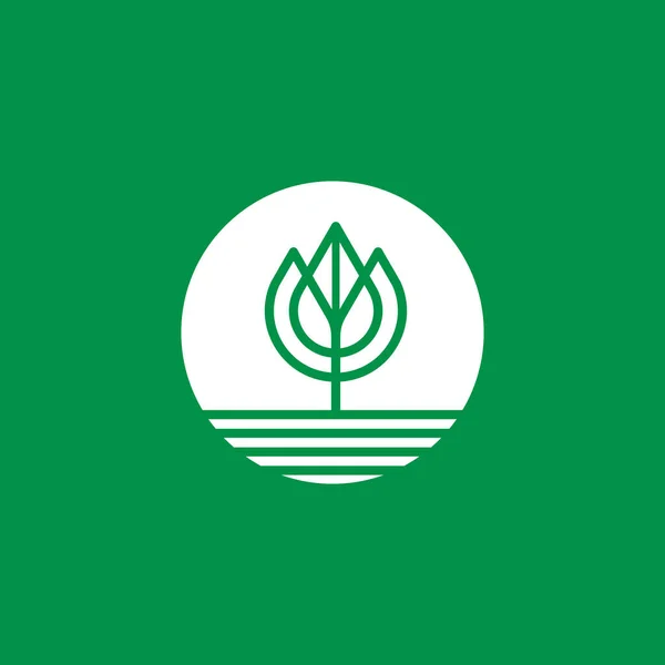 Λογότυπο Του Δέντρου Κομψό Στυλ Συνδυάζεται Γραμμές Που Αντιπροσωπεύουν Νερό — Διανυσματικό Αρχείο