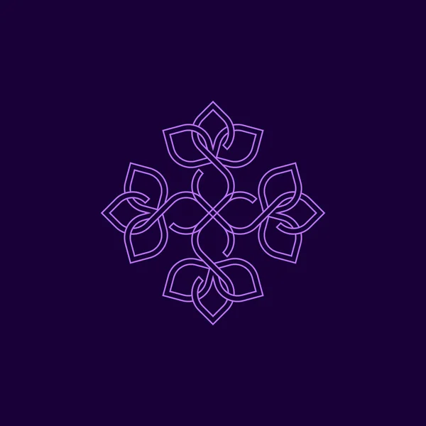 Eleganckie Luksusowe Logo Kwiatowe Kształcie Mandali Symetrycznie Wszystkich Czterech Stron — Wektor stockowy