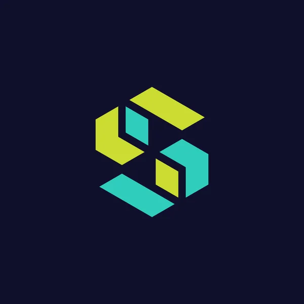 Lettera Cubo Scatola Esagonale Logo — Vettoriale Stock
