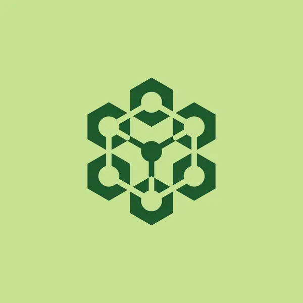 Logotipo Hexágono Núcleo Rede — Vetor de Stock