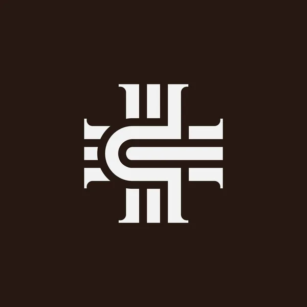 Елегантна Старовинна Літера Хрест Логотип — стоковий вектор