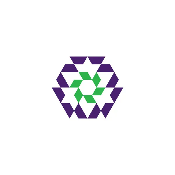 Logo Teknologi Heksagonal Modern Abstrak - Stok Vektor