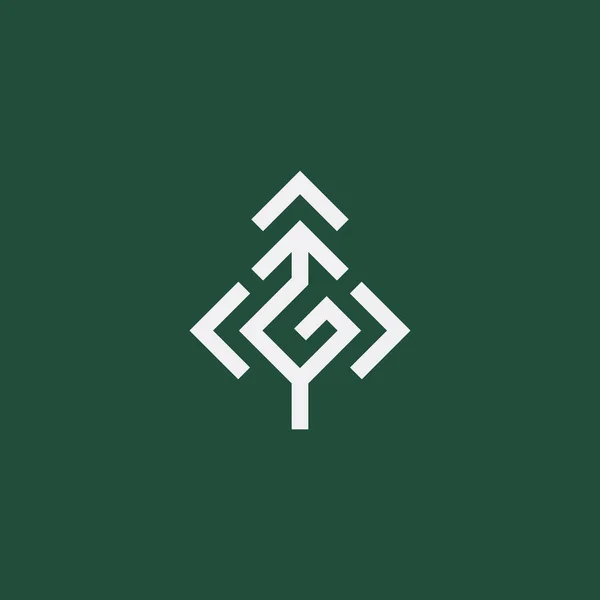 Letra Logotipo Pinheiro Alfabeto Inicial Logotipo Logotipo Seta —  Vetores de Stock