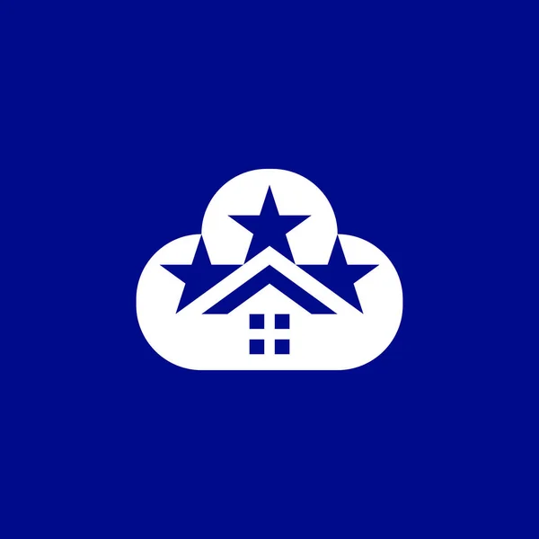 Современный Сложный Логотип Дома Звезды Облака Монограмма Крыше Звезды — стоковый вектор