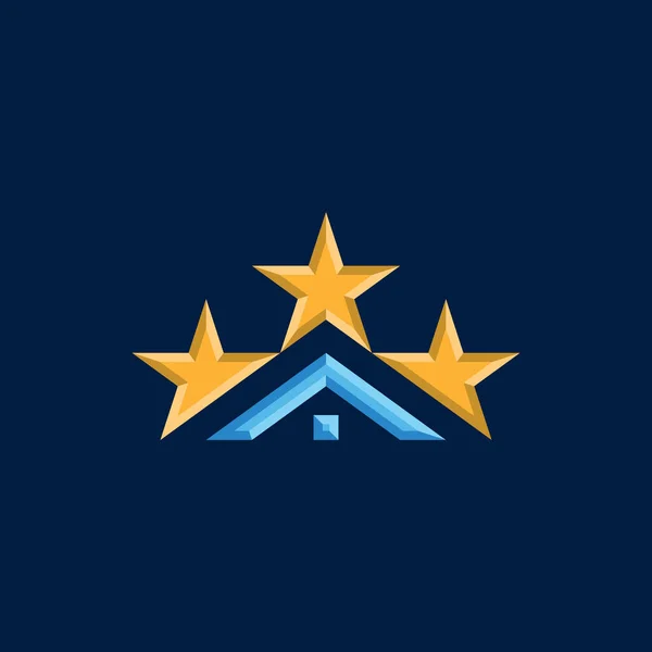 Star House Roof Logo Real Estate Spark Logo Property Recommendation — Stock Vector