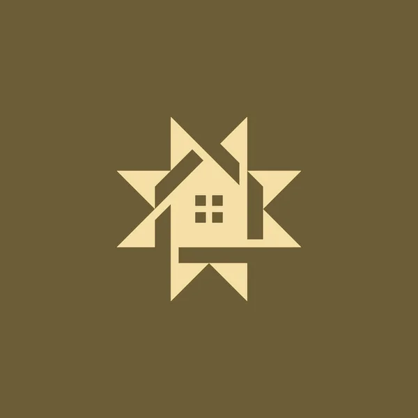 Logo Solárního Domu Sluneční Paprsek Dům Monogram — Stockový vektor