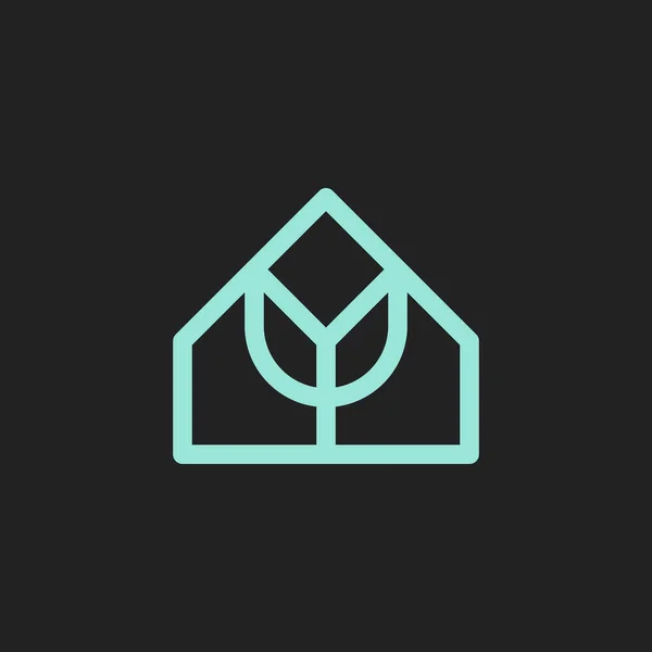 Logo Bunga Rumah Monogram Investasi Rumah Logo Pertumbuhan Rumah - Stok Vektor