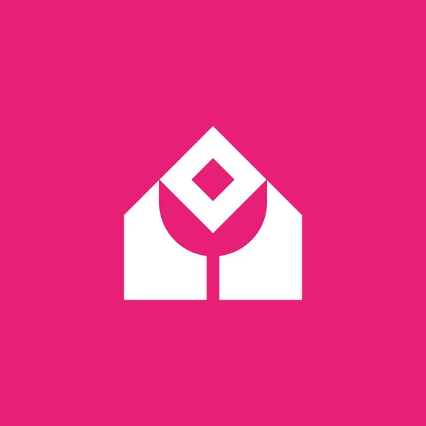 House Flower Logo Blooming House Monogram — Stock Vector
