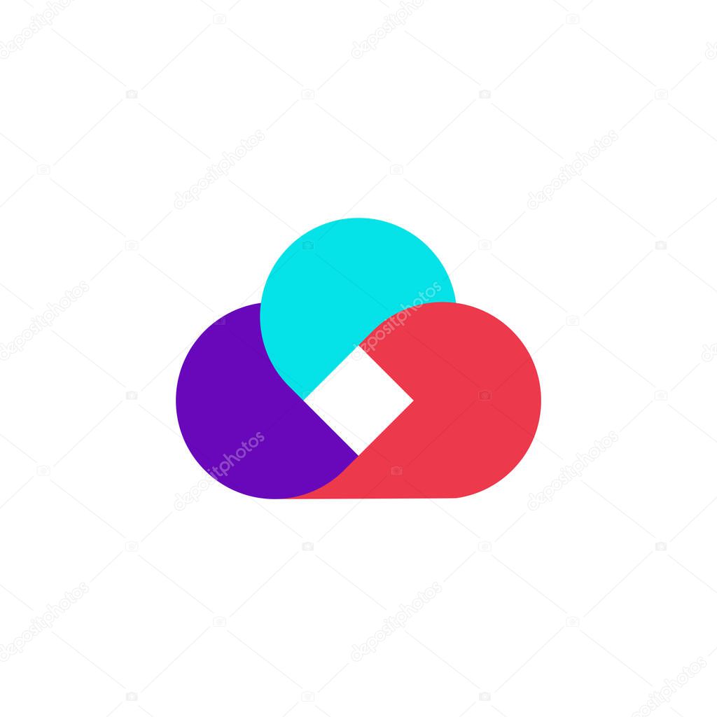 Simple flat cloud collaboration logo.